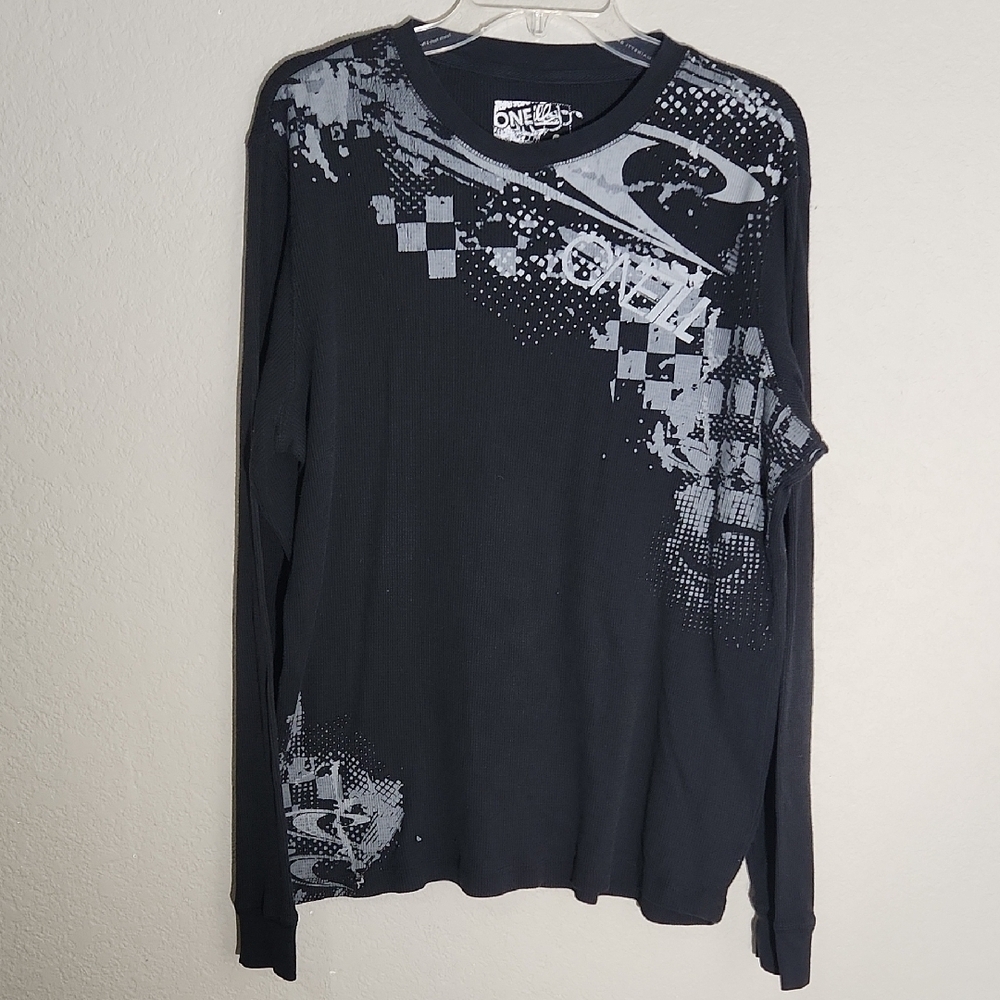 Oneill Shirt Mens Thermal Size XL Black Graphic Long sleeve